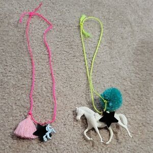 Free W any Other Purchase! Kids Unicorn and Horse Necklace Set - Pink and White